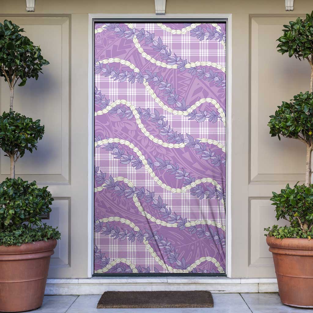 Purple Hawaii Palaka Honohono Pikake Door Cover Hawaiian Orchid Lei Polynesian Pattern - Polynesian Pride