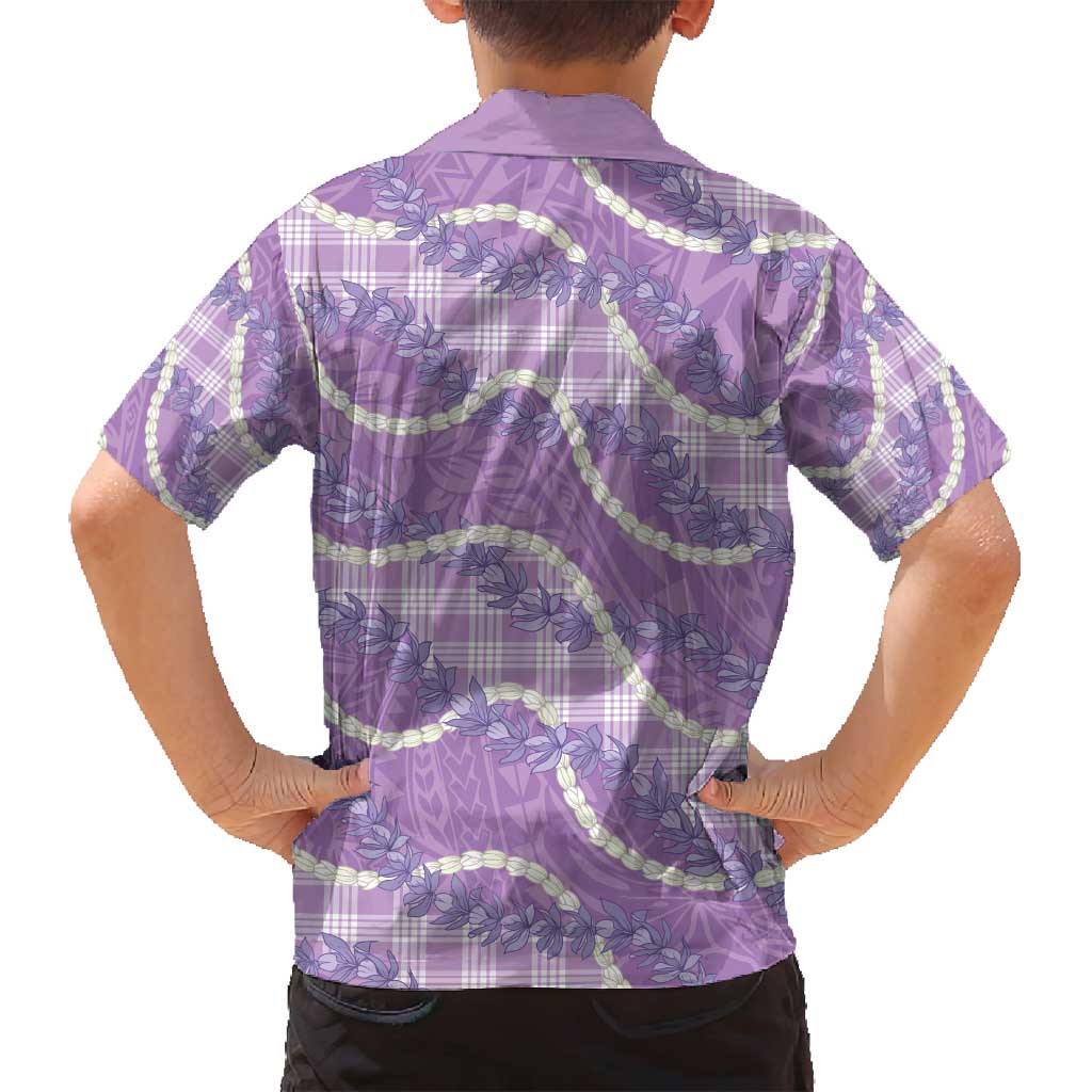 Purple Hawaii Palaka Honohono Pikake Family Matching Puletasi and Hawaiian Shirt Hawaiian Orchid Lei Polynesian Pattern - Polynesian Pride