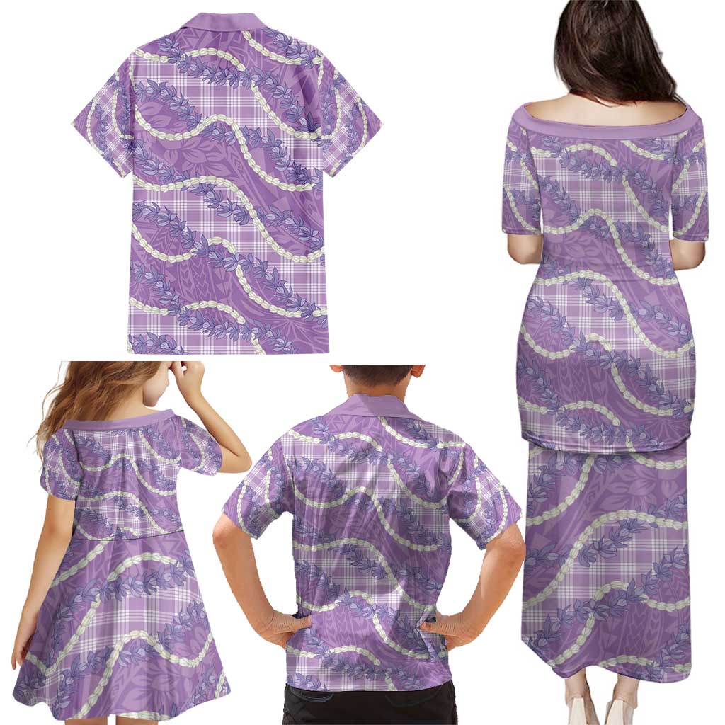 Purple Hawaii Palaka Honohono Pikake Family Matching Puletasi and Hawaiian Shirt Hawaiian Orchid Lei Polynesian Pattern - Polynesian Pride