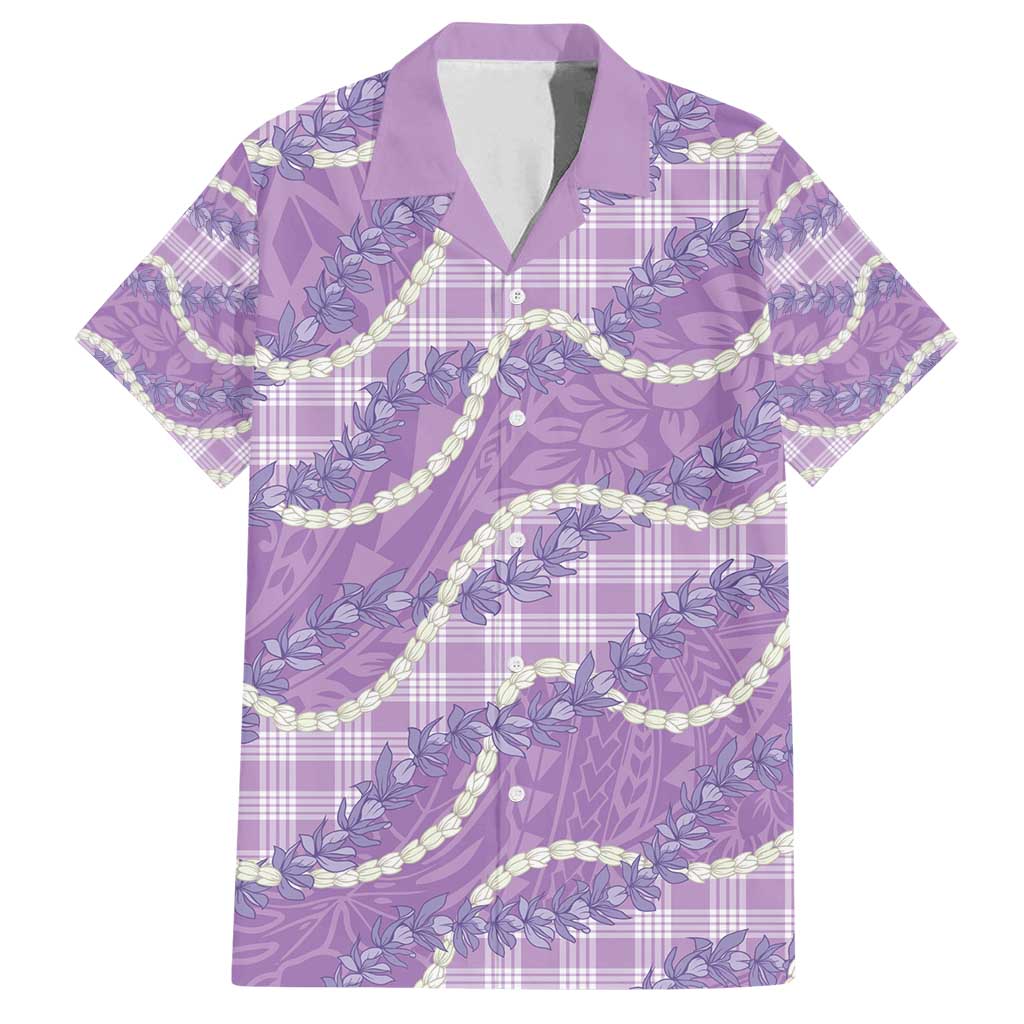 Purple Hawaii Palaka Honohono Pikake Family Matching Puletasi and Hawaiian Shirt Hawaiian Orchid Lei Polynesian Pattern - Polynesian Pride