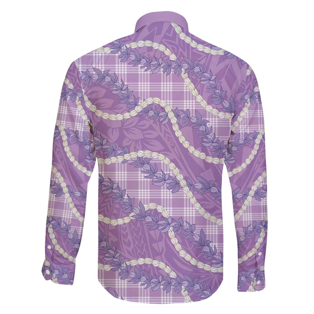 Purple Hawaii Palaka Honohono Pikake Family Matching Puletasi and Hawaiian Shirt Hawaiian Orchid Lei Polynesian Pattern - Polynesian Pride