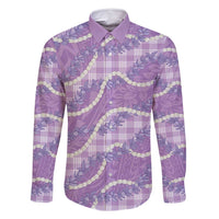 Purple Hawaii Palaka Honohono Pikake Family Matching Summer Maxi Dress and Hawaiian Shirt Hawaiian Orchid Lei Polynesian Pattern - Polynesian Pride