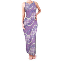 Purple Hawaii Palaka Honohono Pikake Family Matching Tank Maxi Dress and Hawaiian Shirt Hawaiian Orchid Lei Polynesian Pattern - Polynesian Pride