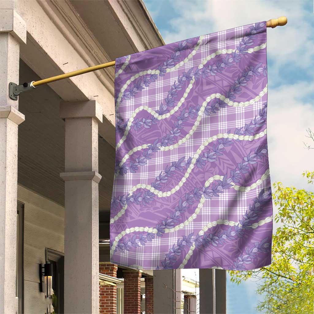 Purple Hawaii Palaka Honohono Pikake Garden Flag Hawaiian Orchid Lei Polynesian Pattern - Polynesian Pride
