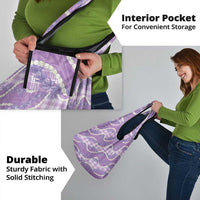 Purple Hawaii Palaka Honohono Pikake Grocery Bag Hawaiian Orchid Lei Polynesian Pattern - Polynesian Pride