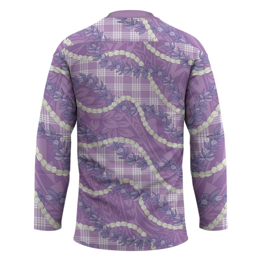 Purple Hawaii Palaka Honohono Pikake Hockey Jersey Hawaiian Orchid Lei Polynesian Pattern - Polynesian Pride