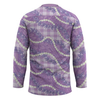 Purple Hawaii Palaka Honohono Pikake Hockey Jersey Hawaiian Orchid Lei Polynesian Pattern - Polynesian Pride