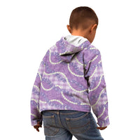 Purple Hawaii Palaka Honohono Pikake Kid Hoodie Hawaiian Orchid Lei Polynesian Pattern - Polynesian Pride