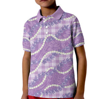 Purple Hawaii Palaka Honohono Pikake Kid Polo Shirt Hawaiian Orchid Lei Polynesian Pattern - Polynesian Pride