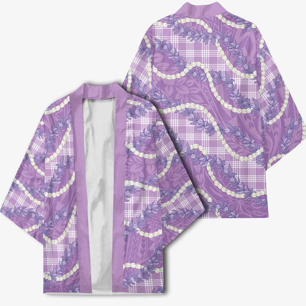 Purple Hawaii Palaka Honohono Pikake Kimono Hawaiian Orchid Lei Polynesian Pattern - Polynesian Pride