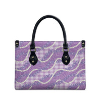 Purple Hawaii Palaka Honohono Pikake Leather Bag Hawaiian Orchid Lei Polynesian Pattern - Polynesian Pride