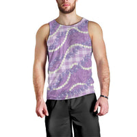 Purple Hawaii Palaka Honohono Pikake Men Tank Top Hawaiian Orchid Lei Polynesian Pattern - Polynesian Pride