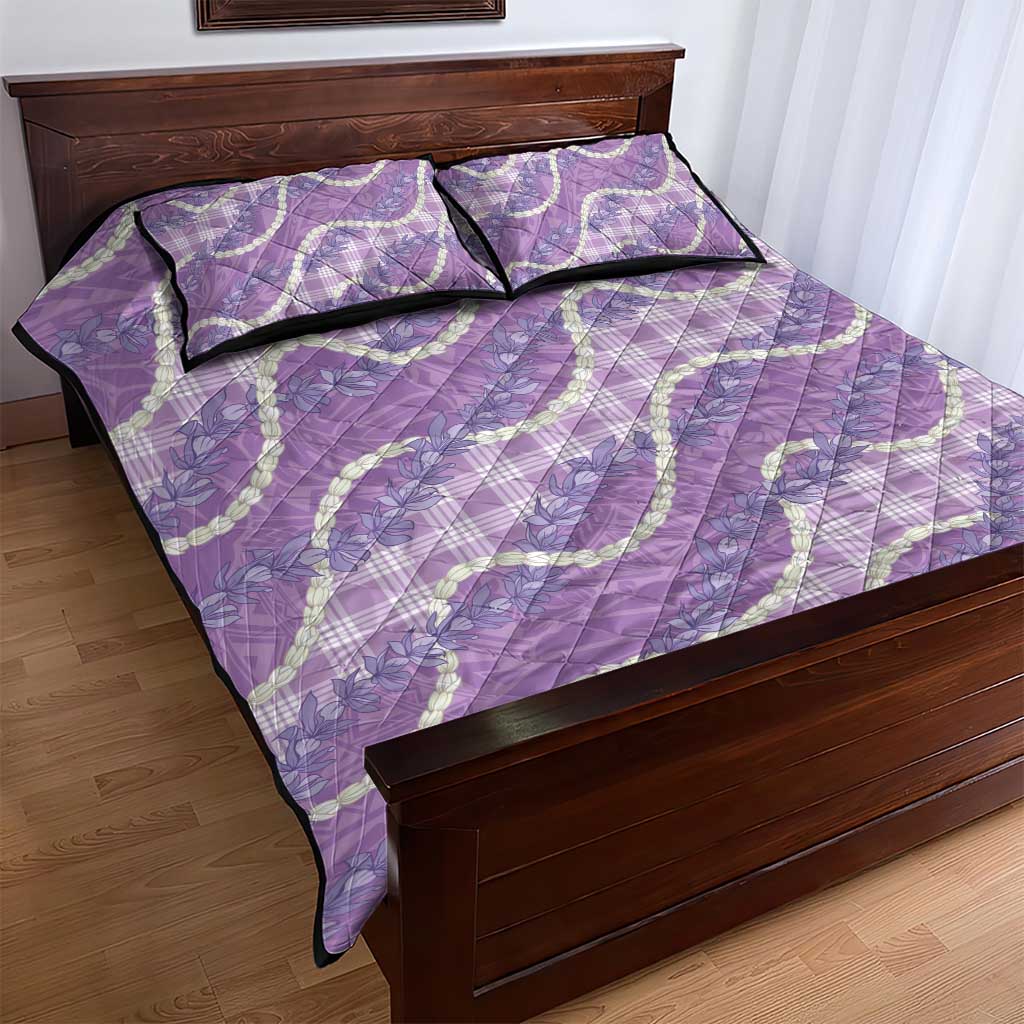 Purple Hawaii Palaka Honohono Pikake Quilt Bed Set Hawaiian Orchid Lei Polynesian Pattern - Polynesian Pride