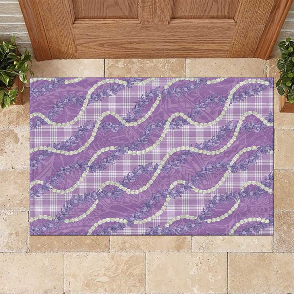 Purple Hawaii Palaka Honohono Pikake Rubber Doormat Hawaiian Orchid Lei Polynesian Pattern - Polynesian Pride