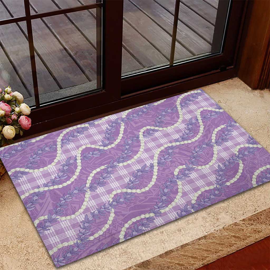 Purple Hawaii Palaka Honohono Pikake Rubber Doormat Hawaiian Orchid Lei Polynesian Pattern - Polynesian Pride