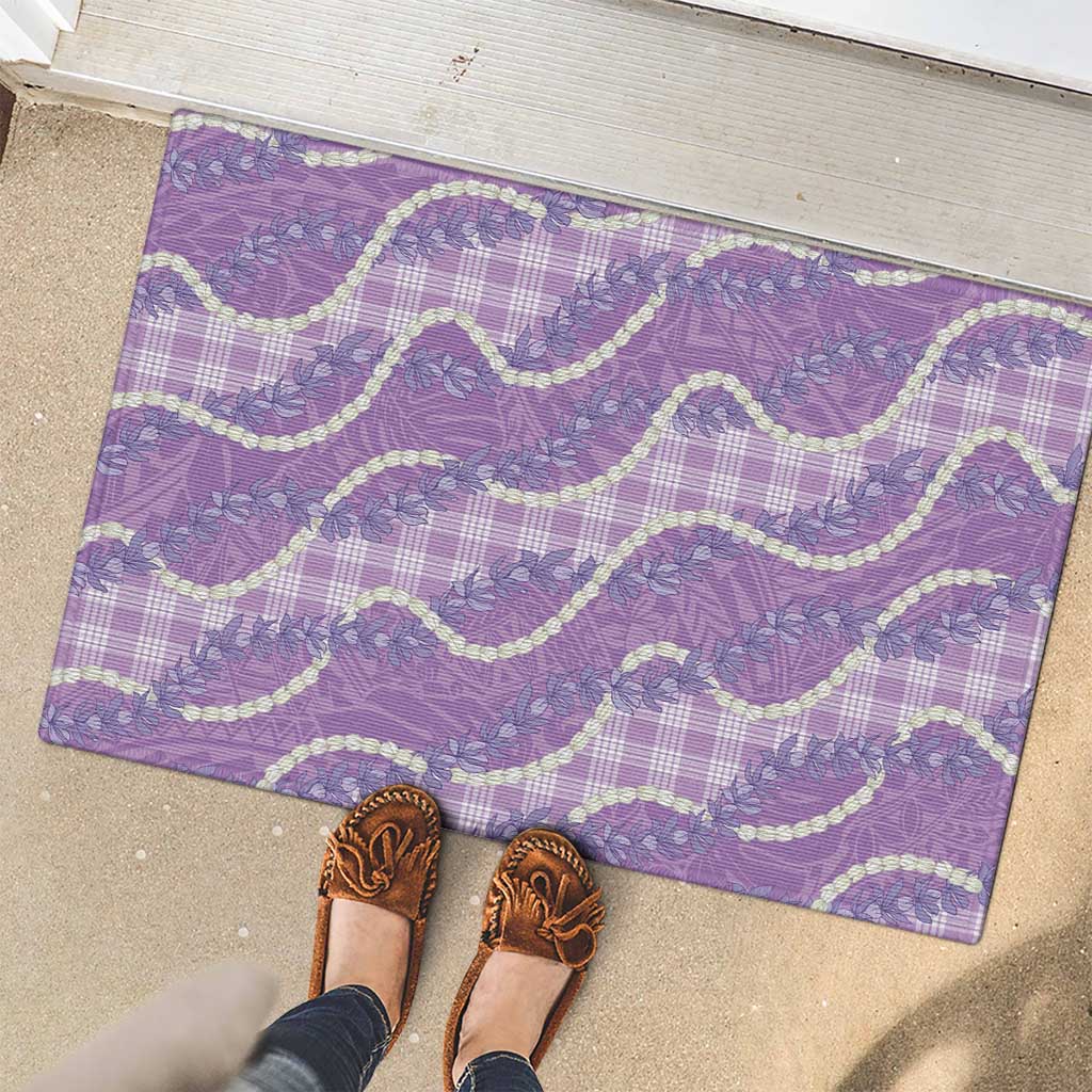 Purple Hawaii Palaka Honohono Pikake Rubber Doormat Hawaiian Orchid Lei Polynesian Pattern - Polynesian Pride