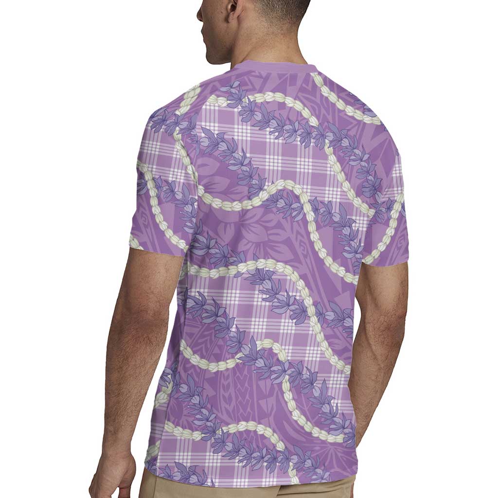 Purple Hawaii Palaka Honohono Pikake Rugby Jersey Hawaiian Orchid Lei Polynesian Pattern - Polynesian Pride