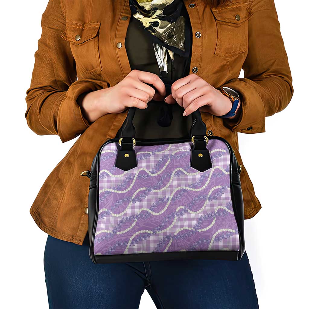 Purple Hawaii Palaka Honohono Pikake Shoulder Handbag Hawaiian Orchid Lei Polynesian Pattern - Polynesian Pride