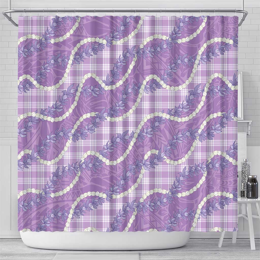 Purple Hawaii Palaka Honohono Pikake Shower Curtain Hawaiian Orchid Lei Polynesian Pattern - Polynesian Pride