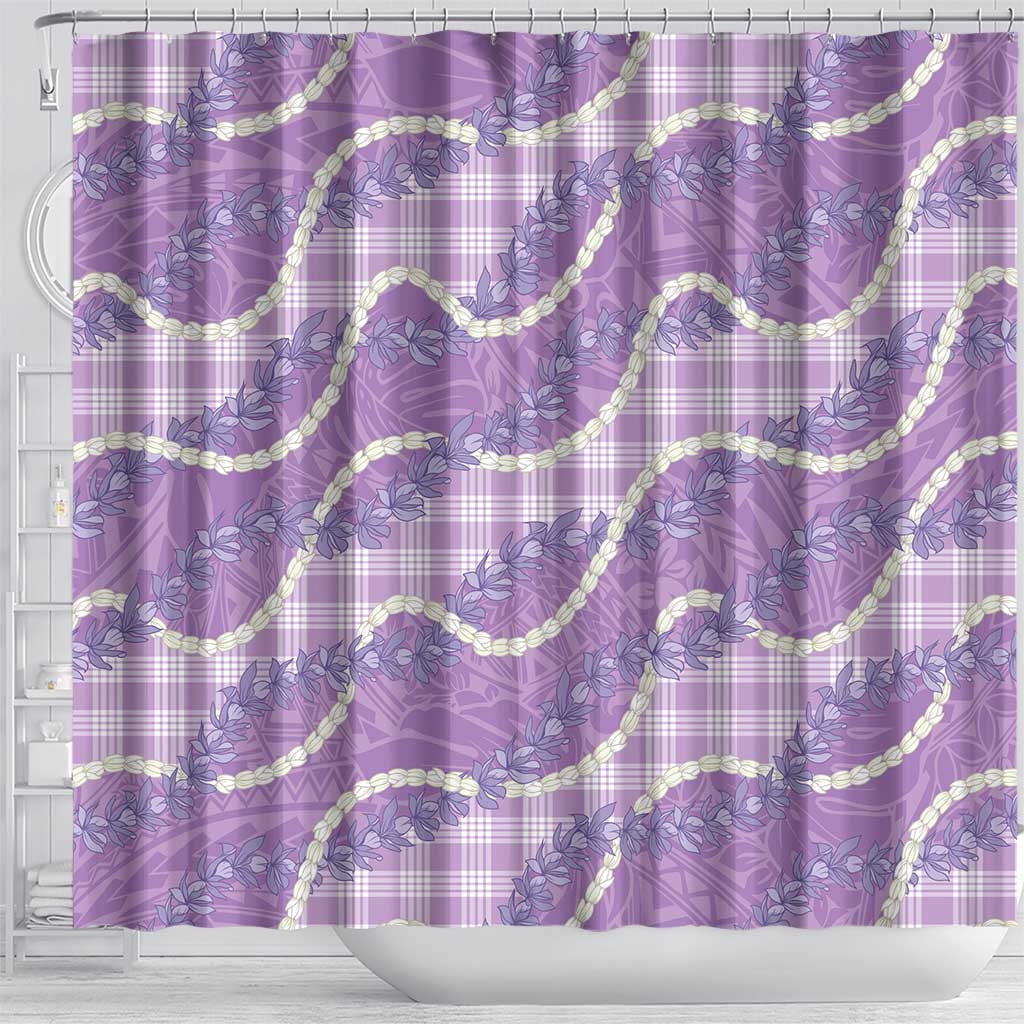 Purple Hawaii Palaka Honohono Pikake Shower Curtain Hawaiian Orchid Lei Polynesian Pattern - Polynesian Pride