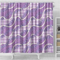 Purple Hawaii Palaka Honohono Pikake Shower Curtain Hawaiian Orchid Lei Polynesian Pattern - Polynesian Pride