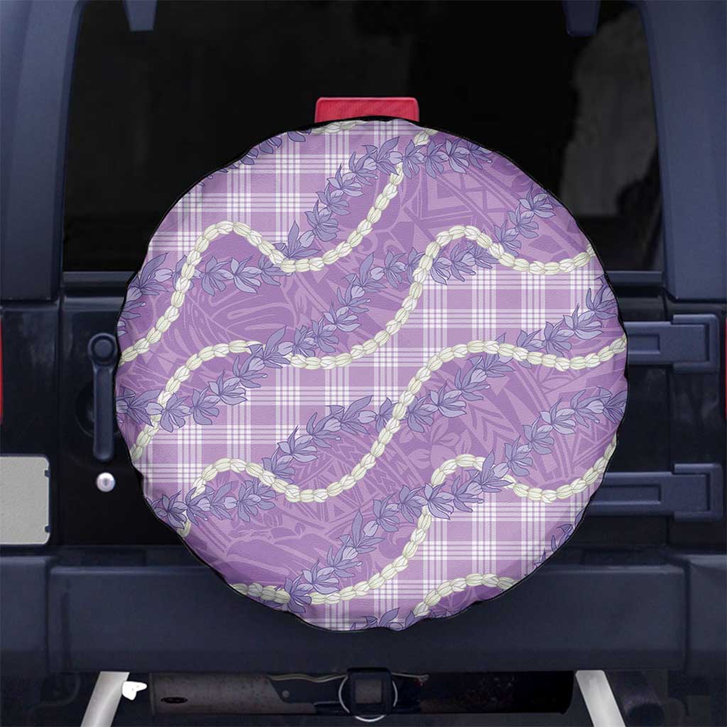 Purple Hawaii Palaka Honohono Pikake Spare Tire Cover Hawaiian Orchid Lei Polynesian Pattern - Polynesian Pride