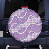Purple Hawaii Palaka Honohono Pikake Spare Tire Cover Hawaiian Orchid Lei Polynesian Pattern - Polynesian Pride