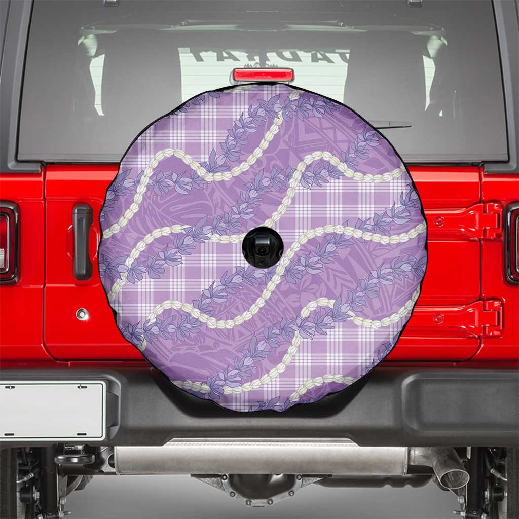 Purple Hawaii Palaka Honohono Pikake Spare Tire Cover Hawaiian Orchid Lei Polynesian Pattern - Polynesian Pride