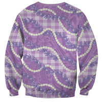 Purple Hawaii Palaka Honohono Pikake Sweatshirt Hawaiian Orchid Lei Polynesian Pattern - Polynesian Pride