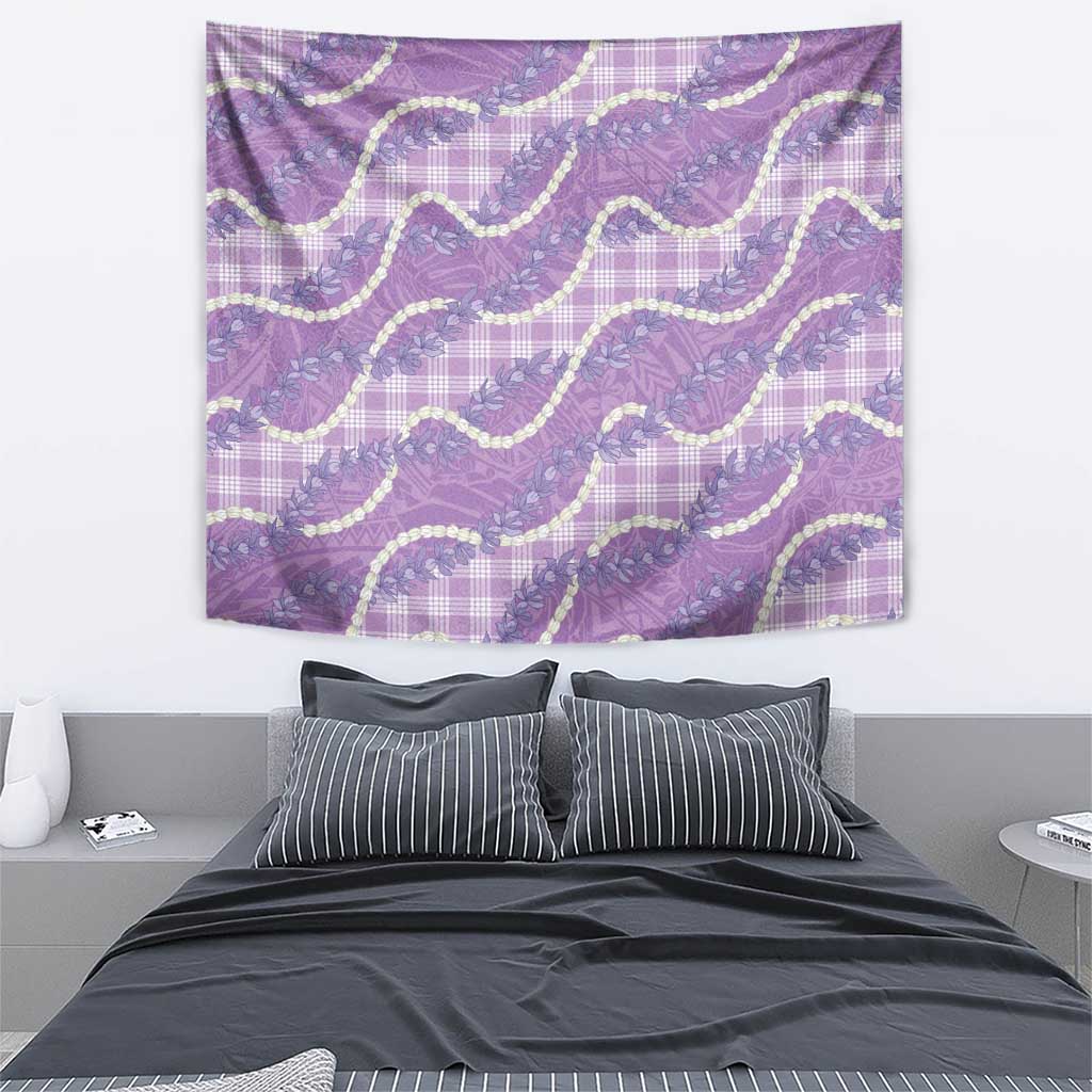 Purple Hawaii Palaka Honohono Pikake Tapestry Hawaiian Orchid Lei Polynesian Pattern - Polynesian Pride