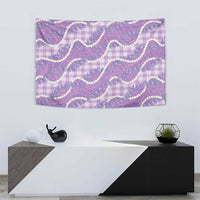 Purple Hawaii Palaka Honohono Pikake Tapestry Hawaiian Orchid Lei Polynesian Pattern - Polynesian Pride