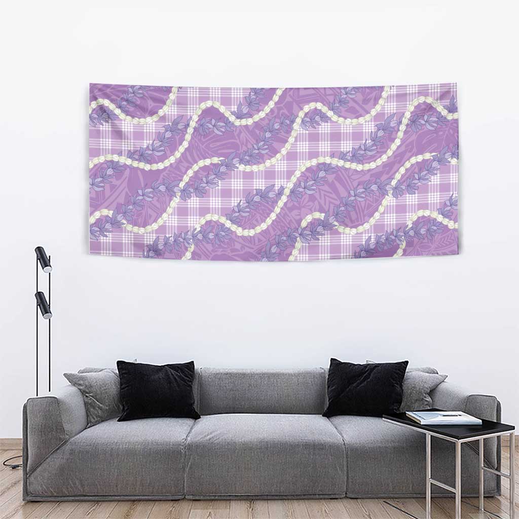 Purple Hawaii Palaka Honohono Pikake Tapestry Hawaiian Orchid Lei Polynesian Pattern - Polynesian Pride
