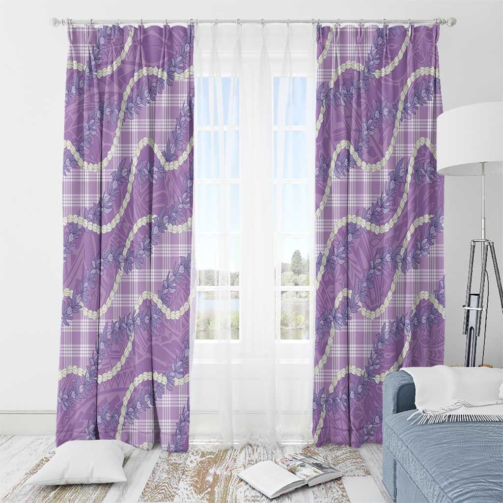Purple Hawaii Palaka Honohono Pikake Window Curtain Hawaiian Orchid Lei Polynesian Pattern - Polynesian Pride