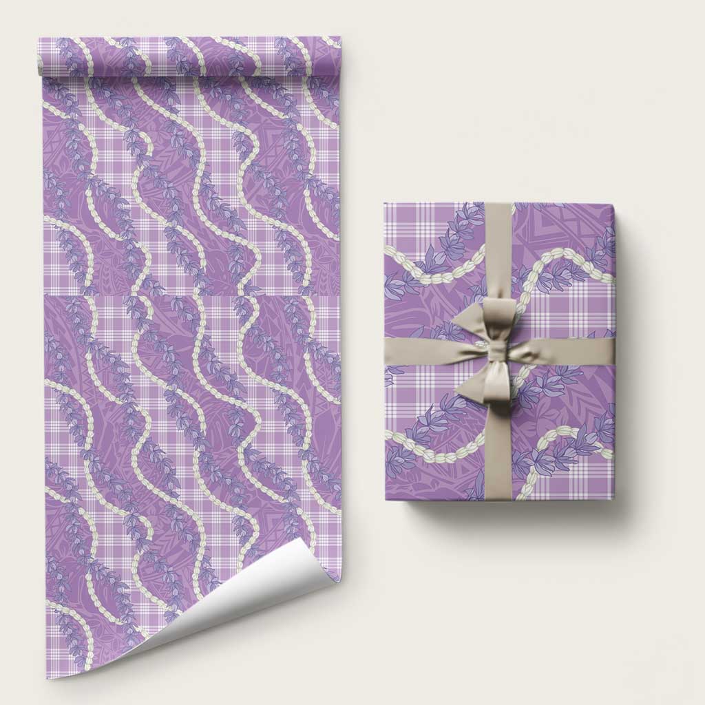 Purple Hawaii Palaka Honohono Pikake Wrapping Paper Hawaiian Orchid Lei Polynesian Pattern LT14 58" × 23" Purple - Polynesian Pride