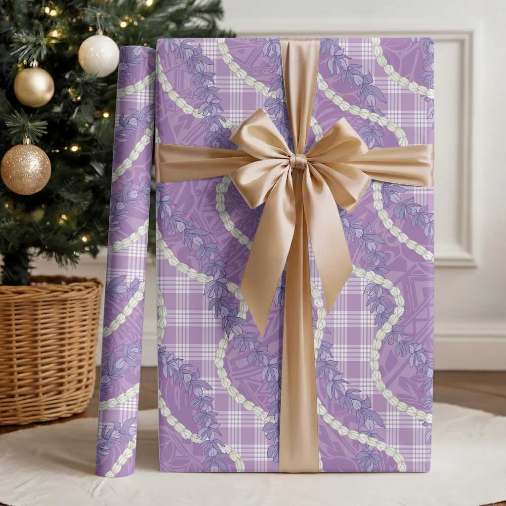 Purple Hawaii Palaka Honohono Pikake Wrapping Paper Hawaiian Orchid Lei Polynesian Pattern LT14 - Polynesian Pride