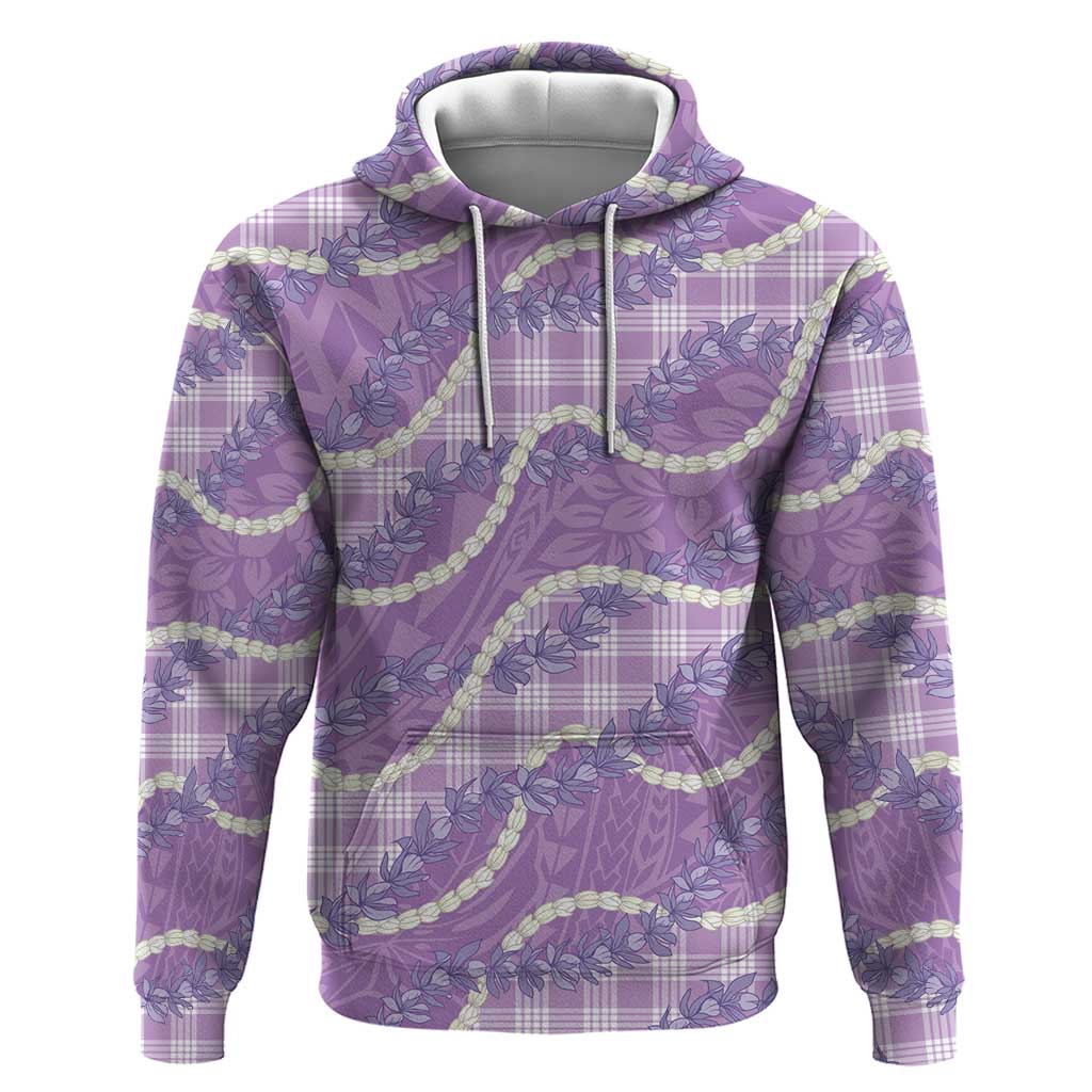 Purple Hawaii Palaka Honohono Pikake Zip Hoodie Hawaiian Orchid Lei Polynesian Pattern - Polynesian Pride