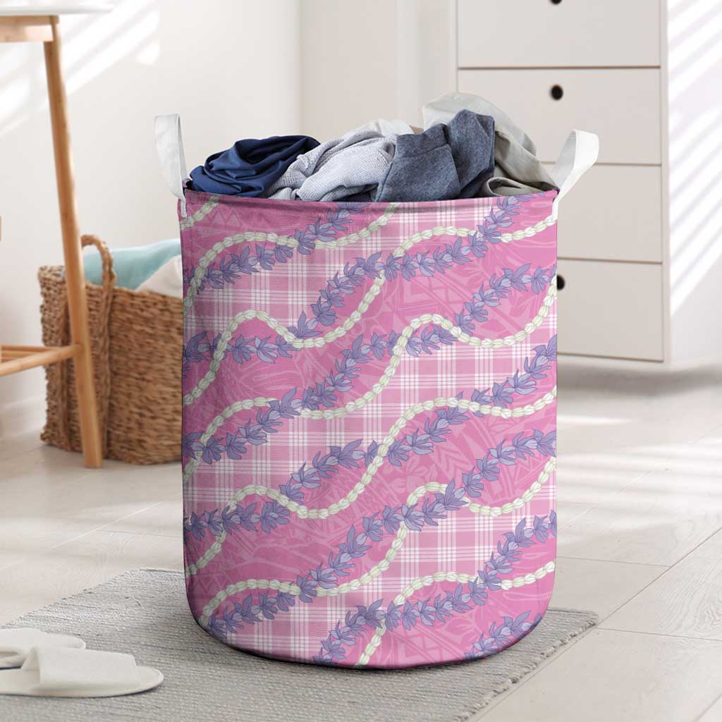 Pink Hawaii Palaka Honohono Pikake Laundry Basket Hawaiian Orchid Lei Polynesian Pattern LT14 Pink - Polynesian Pride