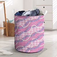 Pink Hawaii Palaka Honohono Pikake Laundry Basket Hawaiian Orchid Lei Polynesian Pattern LT14 Pink - Polynesian Pride