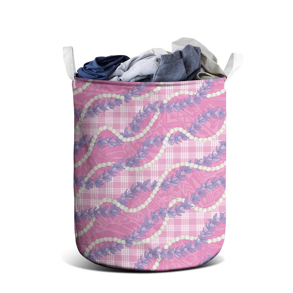 Pink Hawaii Palaka Honohono Pikake Laundry Basket Hawaiian Orchid Lei Polynesian Pattern LT14 - Polynesian Pride