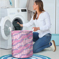 Pink Hawaii Palaka Honohono Pikake Laundry Basket Hawaiian Orchid Lei Polynesian Pattern LT14 - Polynesian Pride