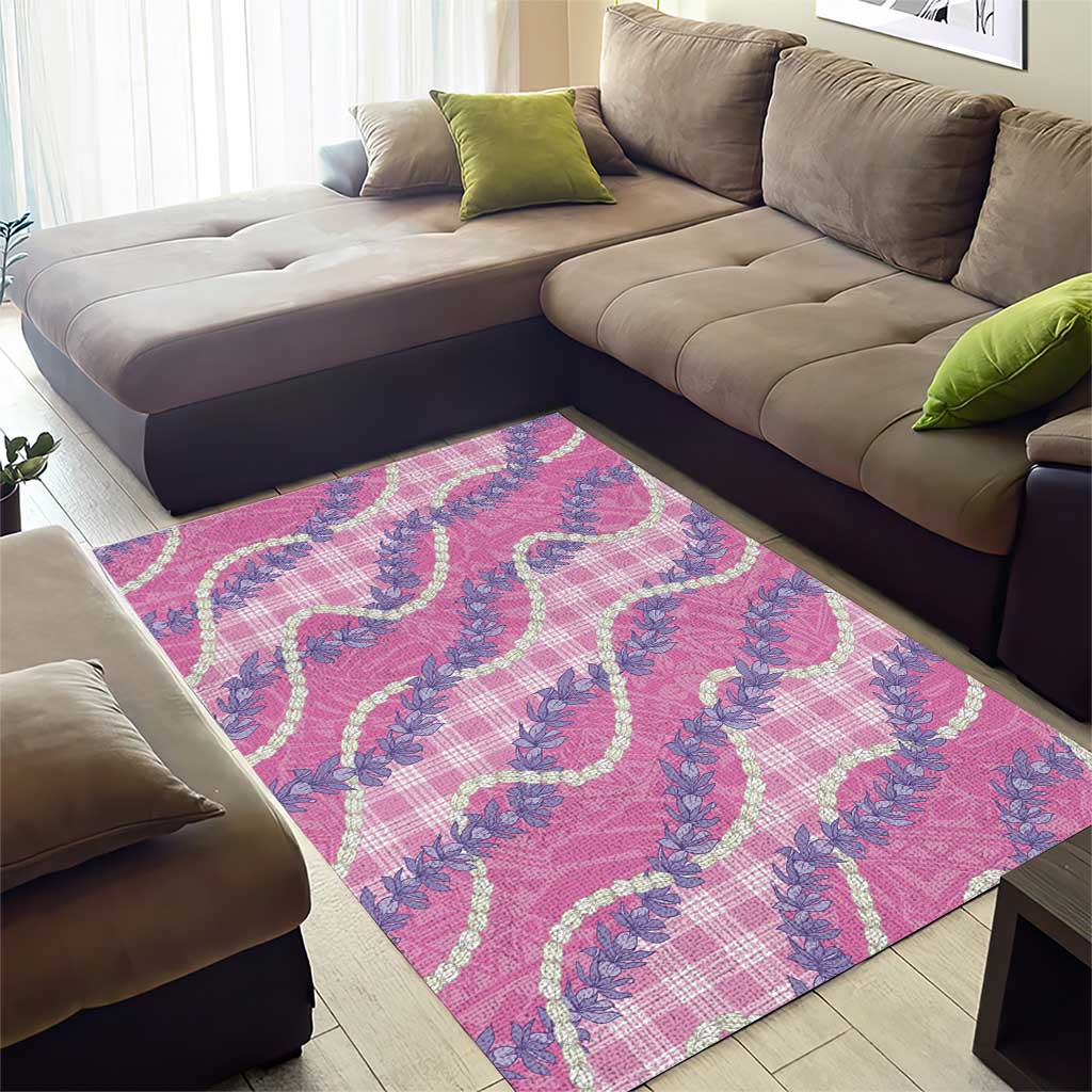 Pink Hawaii Palaka Honohono Pikake Area Rug Hawaiian Orchid Lei Polynesian Pattern - Polynesian Pride