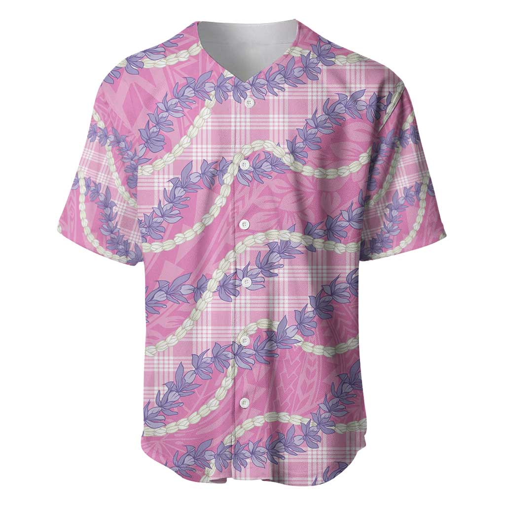 Pink Hawaii Palaka Honohono Pikake Baseball Jersey Hawaiian Orchid Lei Polynesian Pattern - Polynesian Pride