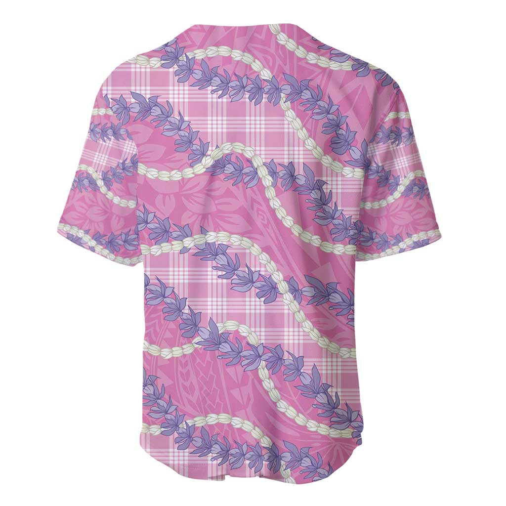 Pink Hawaii Palaka Honohono Pikake Baseball Jersey Hawaiian Orchid Lei Polynesian Pattern - Polynesian Pride