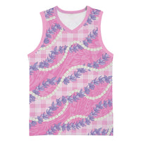 Pink Hawaii Palaka Honohono Pikake Basketball Jersey Hawaiian Orchid Lei Polynesian Pattern - Polynesian Pride