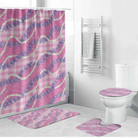 Pink Hawaii Palaka Honohono Pikake Bathroom Set Hawaiian Orchid Lei Polynesian Pattern - Polynesian Pride