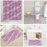 Pink Hawaii Palaka Honohono Pikake Bathroom Set Hawaiian Orchid Lei Polynesian Pattern - Polynesian Pride