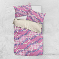 Pink Hawaii Palaka Honohono Pikake Bedding Set Hawaiian Orchid Lei Polynesian Pattern - Polynesian Pride