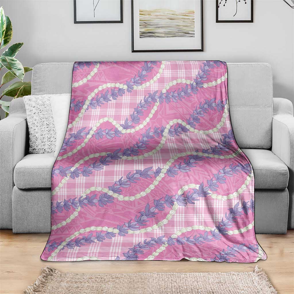 Pink Hawaii Palaka Honohono Pikake Blanket Hawaiian Orchid Lei Polynesian Pattern - Polynesian Pride