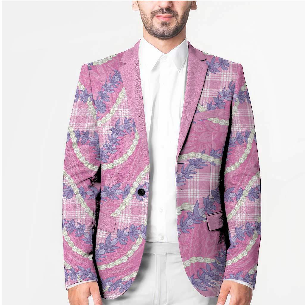 Pink Hawaii Palaka Honohono Pikake Blazer Hawaiian Orchid Lei Polynesian Pattern - Polynesian Pride