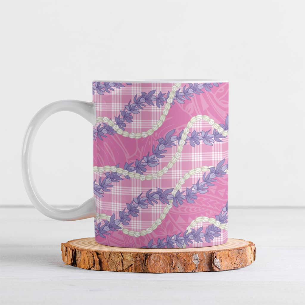 Pink Hawaii Palaka Honohono Pikake Ceramic Mug Hawaiian Orchid Lei Polynesian Pattern - Polynesian Pride